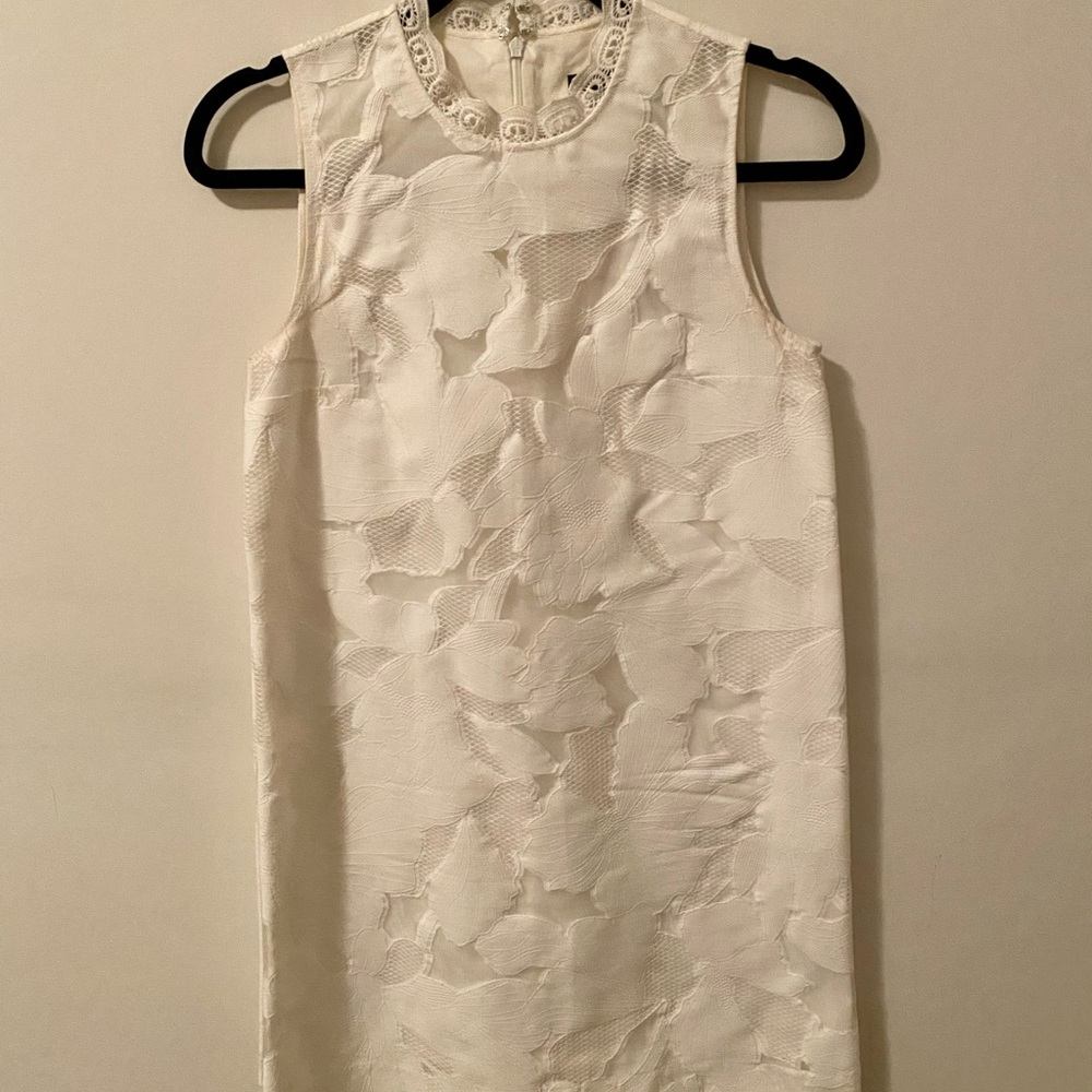 White lace high neck dress